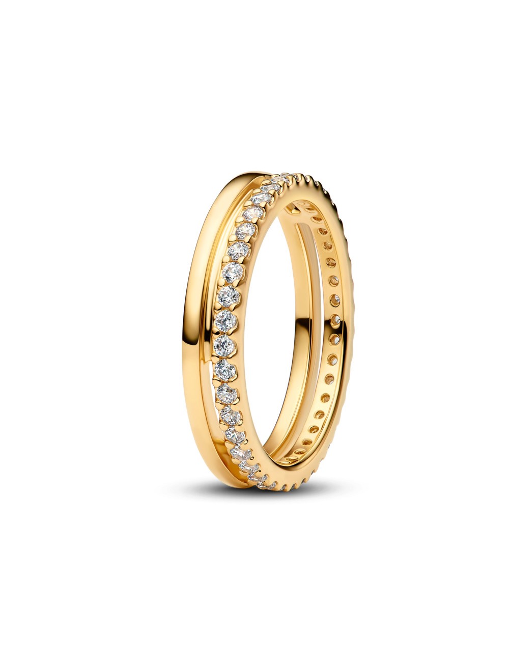 14K Gold-Plated Ring With Clear Cubic Zirconia