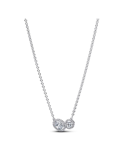 Sterling Silver Collier With Clear Cubic Zirconia