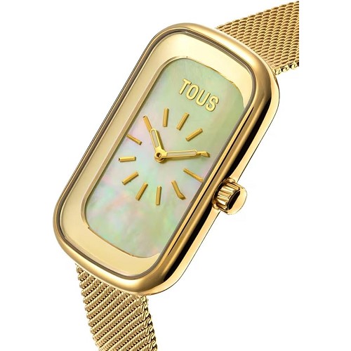 Reloj Analógico con Esfera de Nácar y Brazalete Dorado T-Band Club
