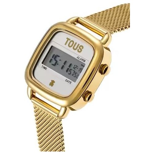 Reloj Digital con Brazalete de Acero Dorado D-Logo Mini