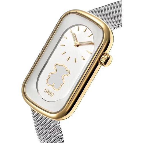 Reloj Analógico Bicolor con Silueta Oso y Brazalete de Acero T-Band Club