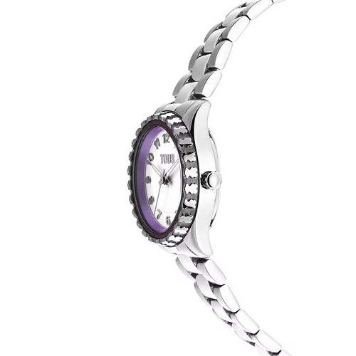 Reloj Tous Watches Mini T-Bear Niña Plateado y Lila Analógico