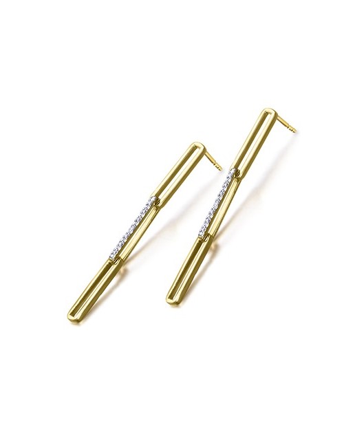 Pendientes Oro Amarillo y Btes  Hebilla Corta 0. 14 Cts