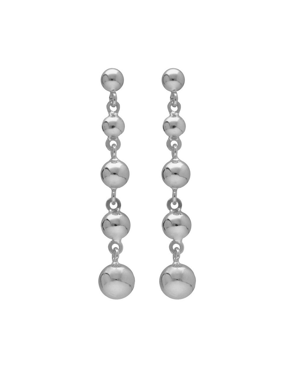 Pendientes Largos Bolas Plata