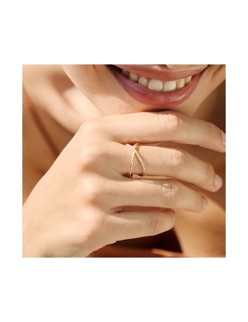 Anillo Cruzado Oa y Brill. 0. 09 Ct