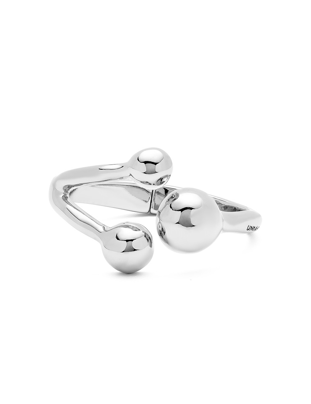 Pulsera Rígida con Tres Bolas En Aleación de Metales Bañadas En Plata de Ley