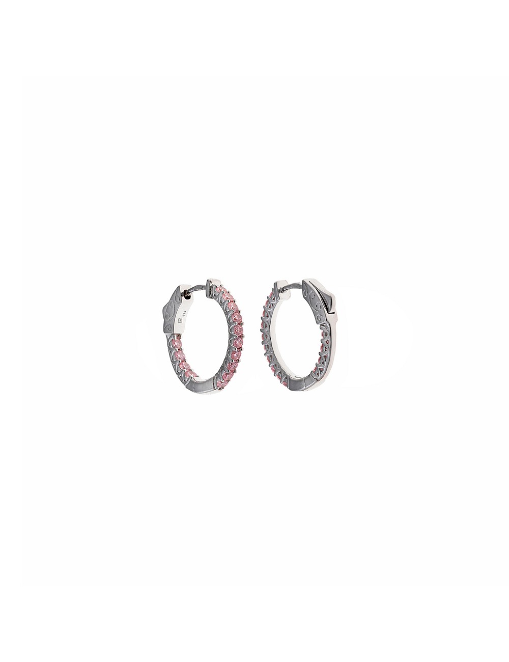 Pendientes Plata Rodio Aros Circonitas Rosa