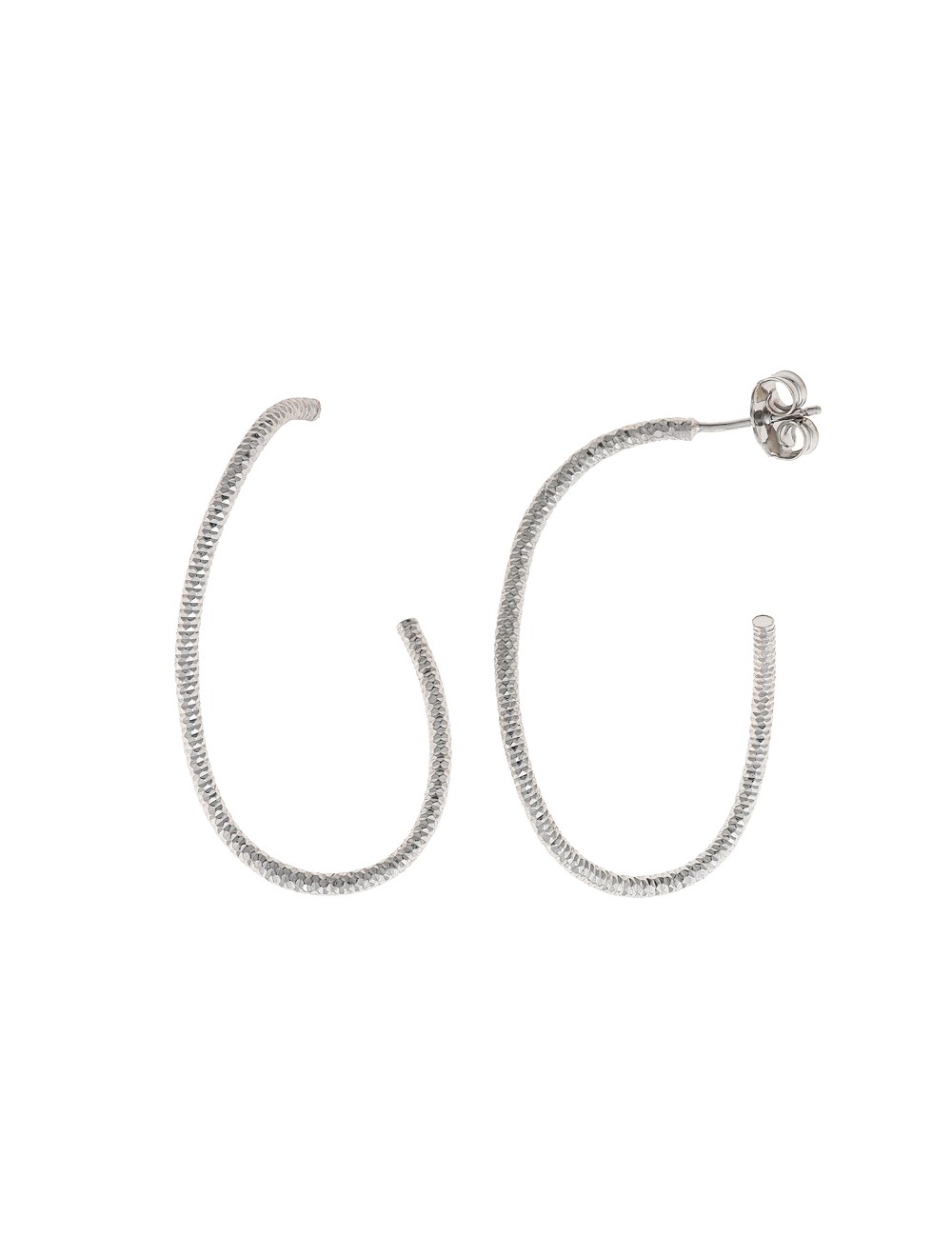 Pendientes Plata Rodio Aro Ovalo Retorcido Diamantado