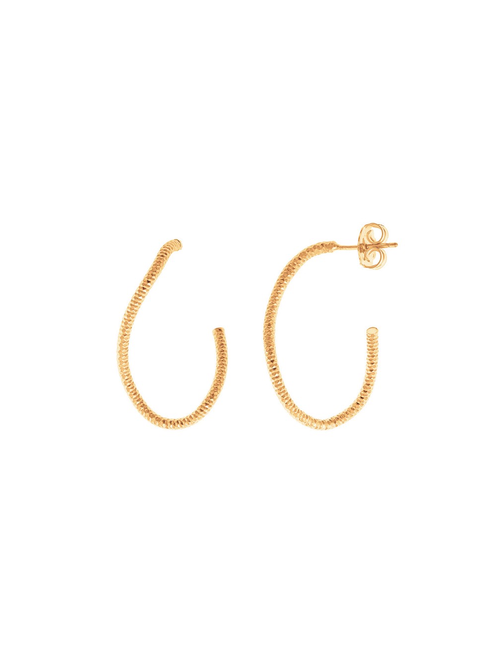 Pendientes Plata Chapado Dorado Aro Ovalo Retorcido Diamantado