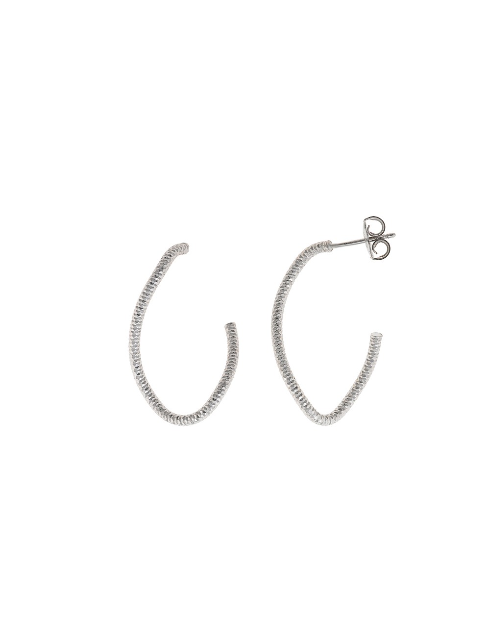 Pendientes Plata Rodio Aro Ovalo Retorcido Diamantado