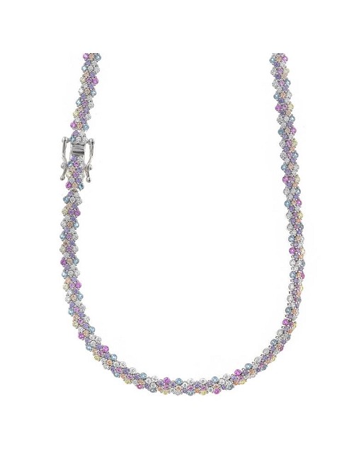 Gargantilla Plata con Piedras Color y Circonita