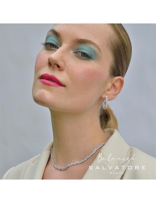 Gargantilla Plata con Piedras Color y Circonita