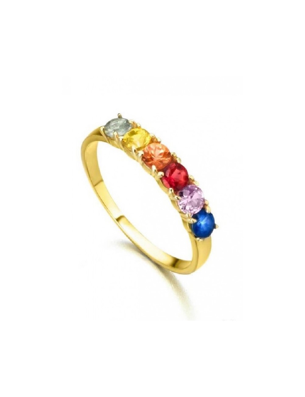 Anillo Oro Amarillo Multizafiros