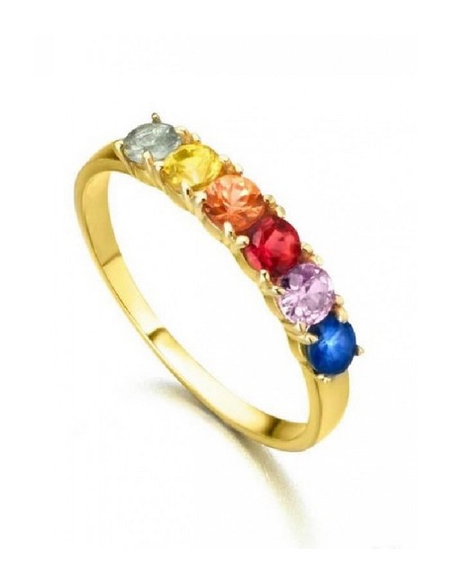 Anillo Oro Amarillo Multizafiros