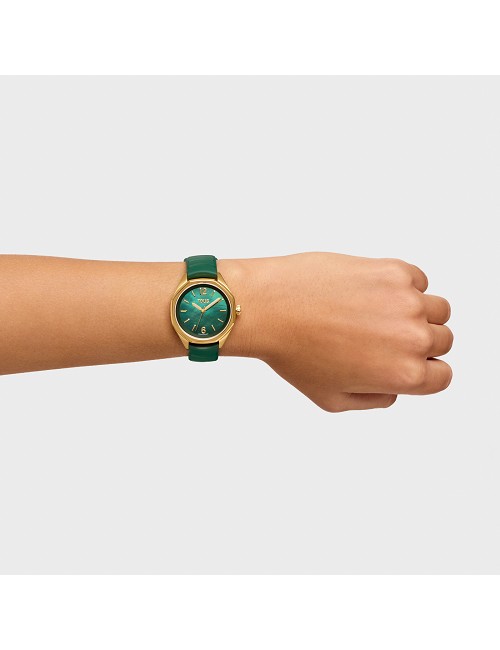 Reloj Bicolor Analógico con Movimiento Suizo, Esfera de Nácar y Correa de Caucho Verde Tous Now Lady