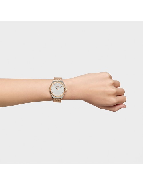 Reloj Analógico con Brazalete de Acero y Acero Rosa Karat Round Mesh