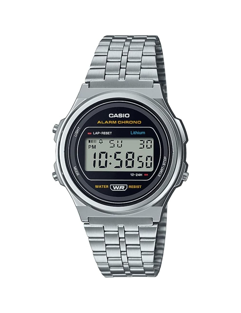 Casio Collection Vintage - Reloj Digital Unisex con Correa de Acero Inoxidable A171We-1Aef