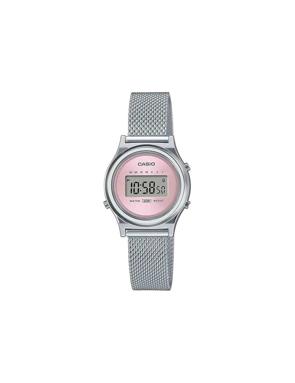 Reloj Digital Rosa Casio con Esfera Sunray y Correa de Malla Vintage  La700Wem-4Aef