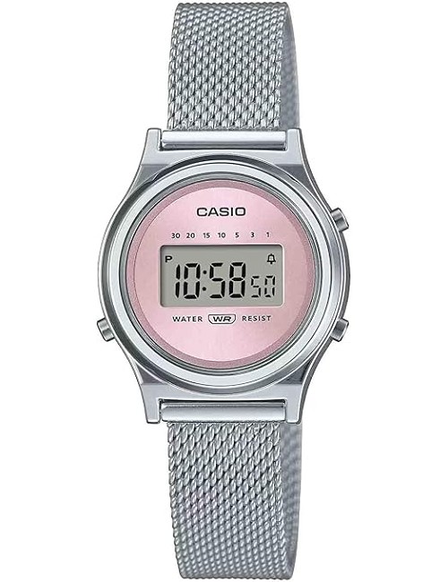 Reloj Digital Rosa Casio con Esfera Sunray y Correa de Malla Vintage  La700Wem-4Aef
