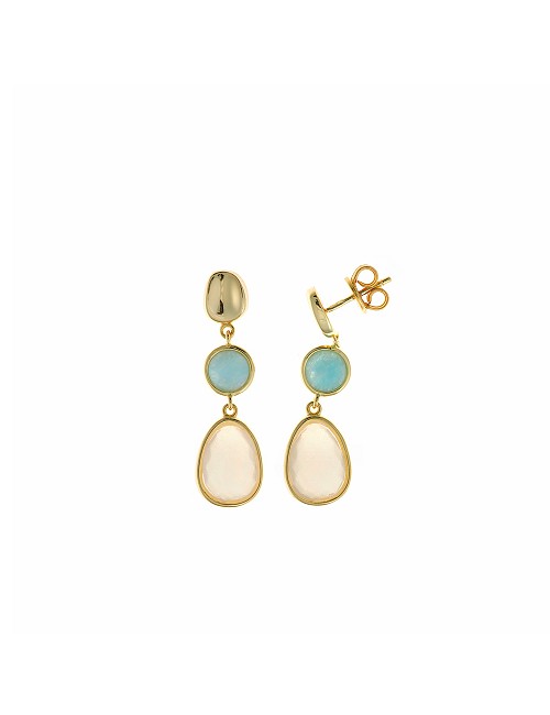 Pendientes Plata Chapado Dorado Ovalo