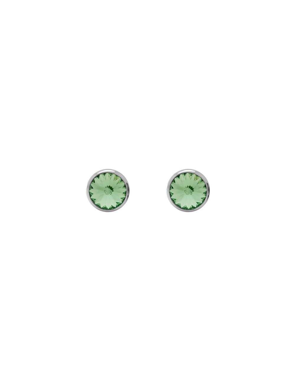 Pendientes Botón 7Mm Círculo Cristal En Plata Baño Rodio de Basic (Peridot)
