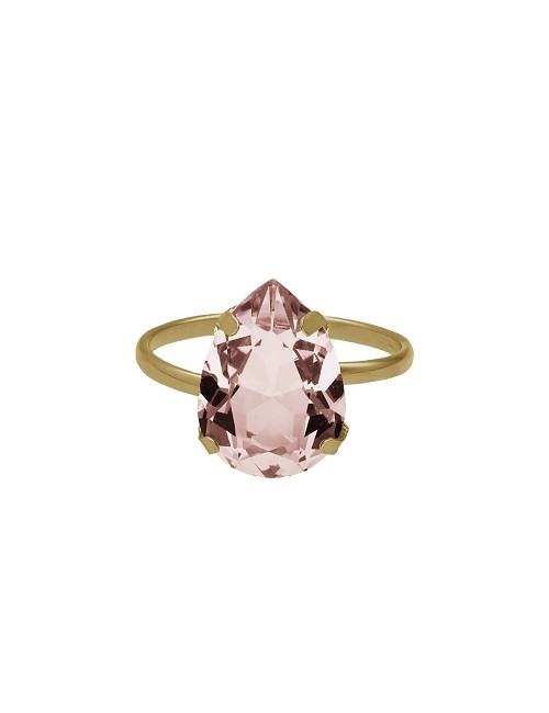 Anillo Ajustable Lágrima Cristal En Plata Baño Oro de Blooming (Rose Vintage)