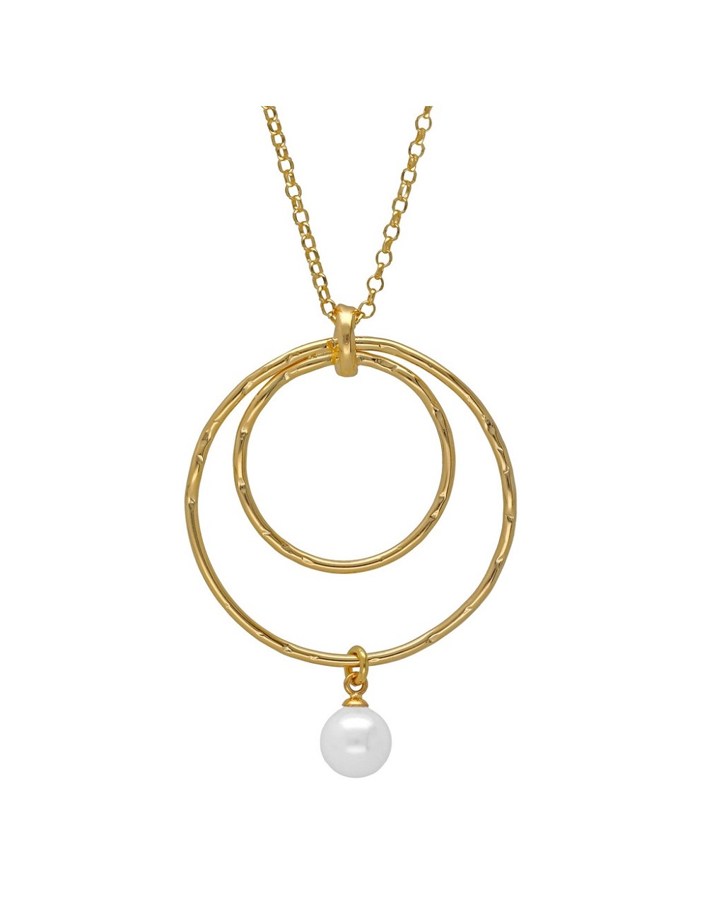 Collar Largo 60Cm Círculo Ohayo con Perla En Plata (Baño de Rodio)