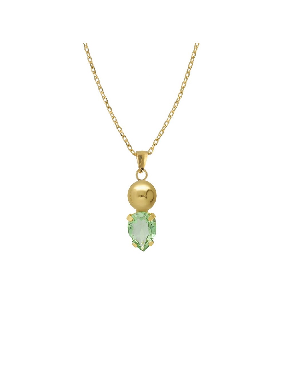 Collar Corto Esfera Buongiorno con Cristal En Plata Baño Oro (Peridot)