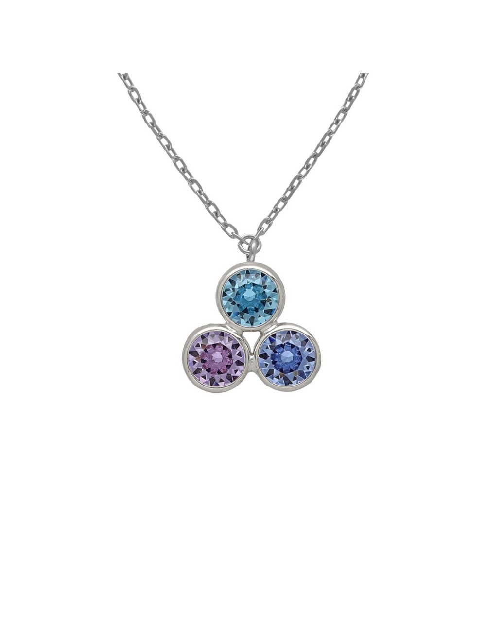 Collar Corto Bom Dia con Cristal Multicolor En Plata Baño Rodio