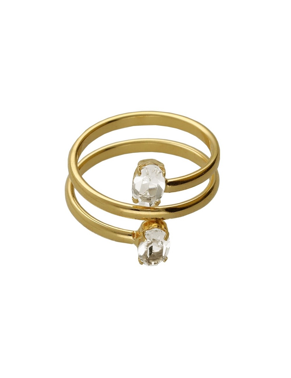 Anillo Ajustable Espiral Buenos Días con Cristal En Plata (Baño de Oro 18K)