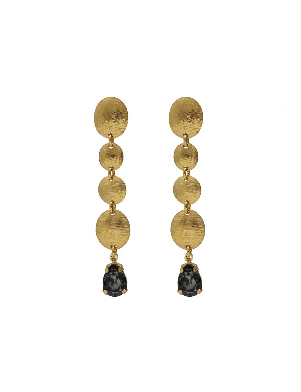 Pendientes Largos Lagrima Cristal Negro