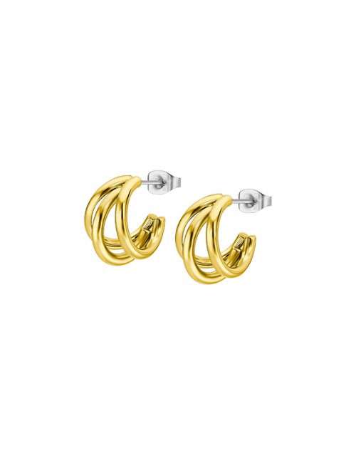 Lotus Style Pendiente Dorados Triple Aro