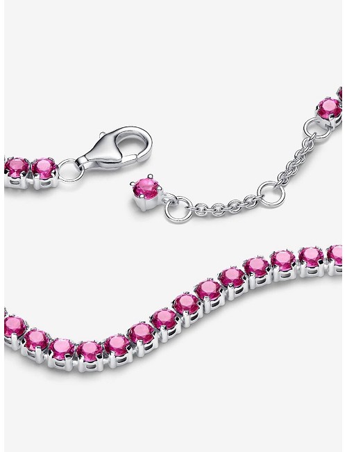 Pulsera Tenis Rosa Brillante