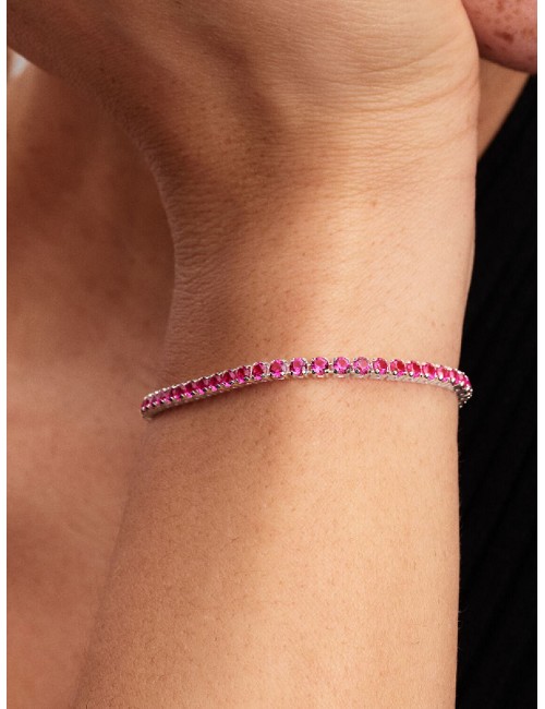 Pulsera Tenis Rosa Brillante