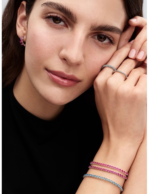 Pulsera Tenis Rosa Brillante