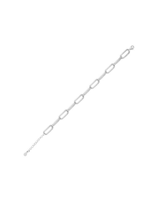 Pulsera Plata Eslabones y Circonita