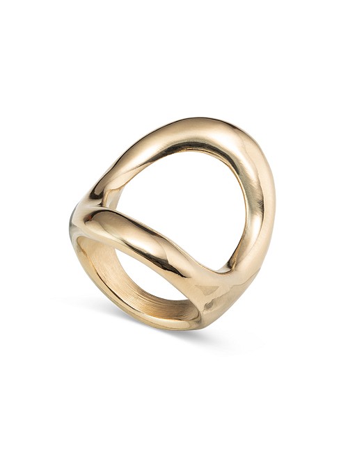 Anillo de Aleación de Metales Bañados En Oro 18K con Óvalo Central Grande