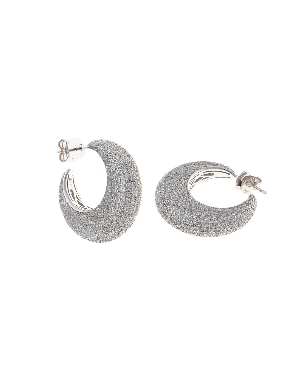 Pendientes Plata Rodio Aro Plano Circonitas Blancas Brillantes