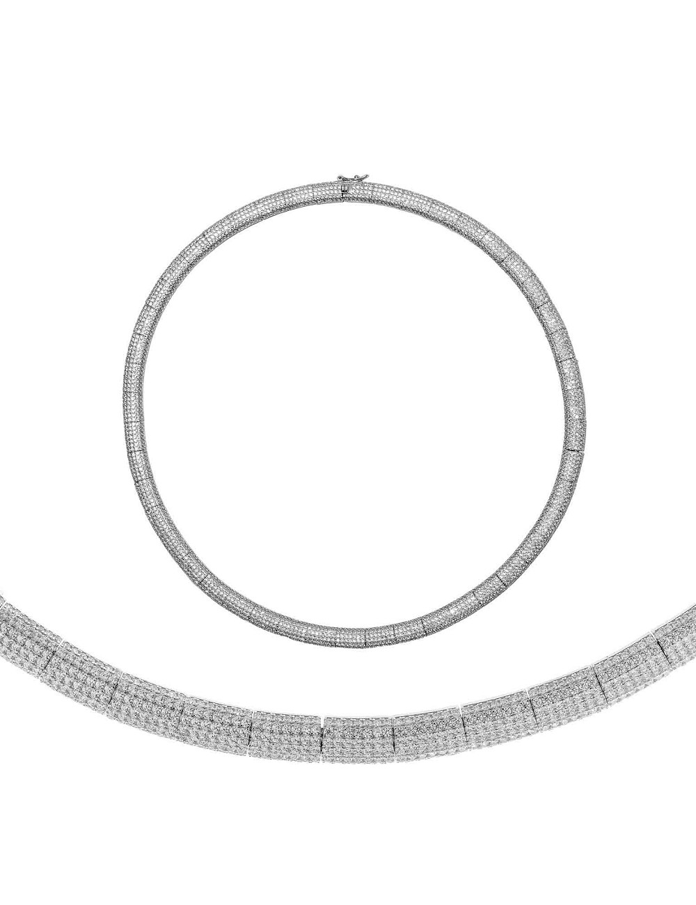 Collar Plata Rodio Circonitas Blancas Brillantes