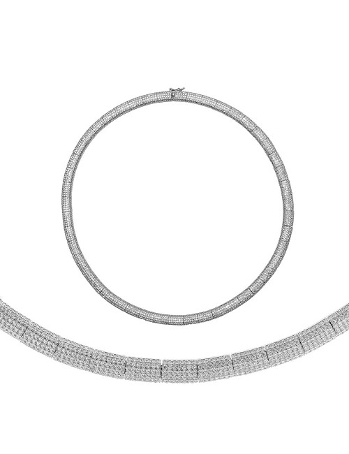 Collar Plata Rodio Circonitas Blancas Brillantes