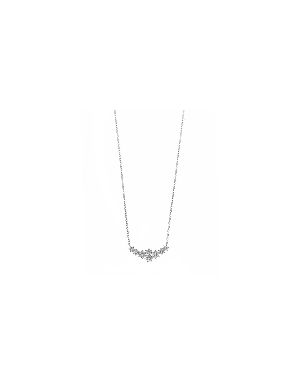 Collar Plata Rodio Copos de Nieve Circonitas Blancas Brillantes