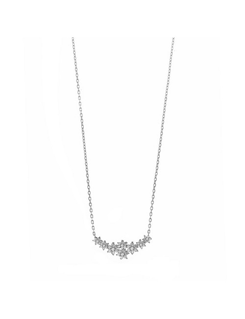 Collar Plata Rodio Copos de Nieve Circonitas Blancas Brillantes