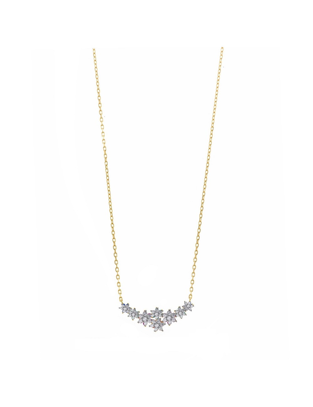 Collar Plata Chapado Dorado Copos de Nieve Circonitas Blancas Brillantes