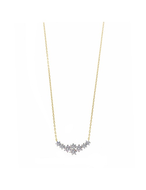 Collar Plata Chapado Dorado Copos de Nieve Circonitas Blancas Brillantes