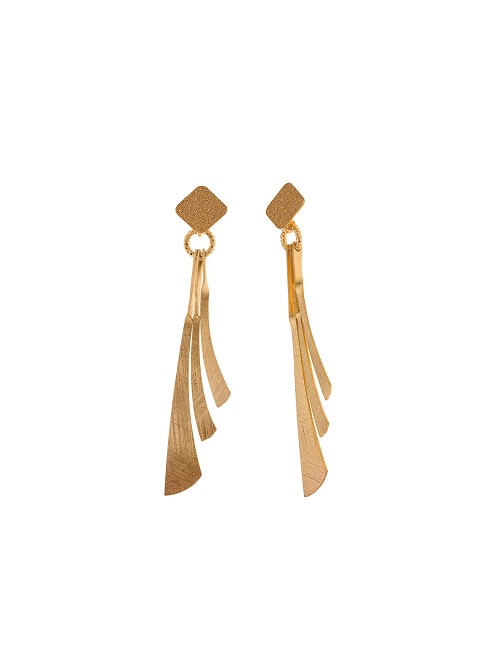 Pendientes Plata Chapado Dorado Rombo Tres Tiras Diamantado