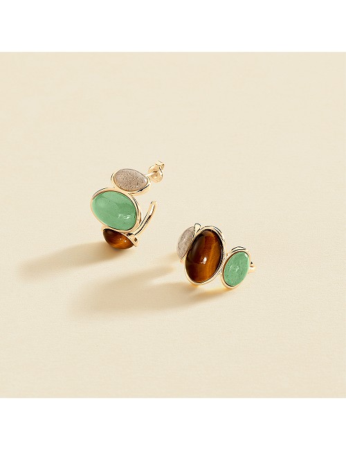 Pendientes Aro Piedra Natural Bisuteria