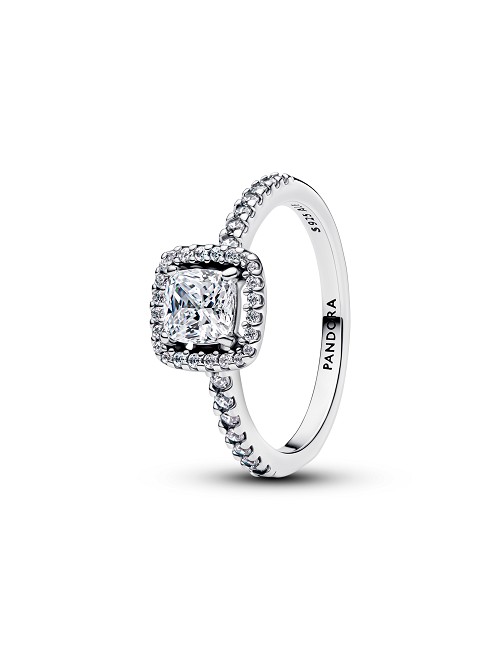 Anillo Halo Cuadrado Brillante