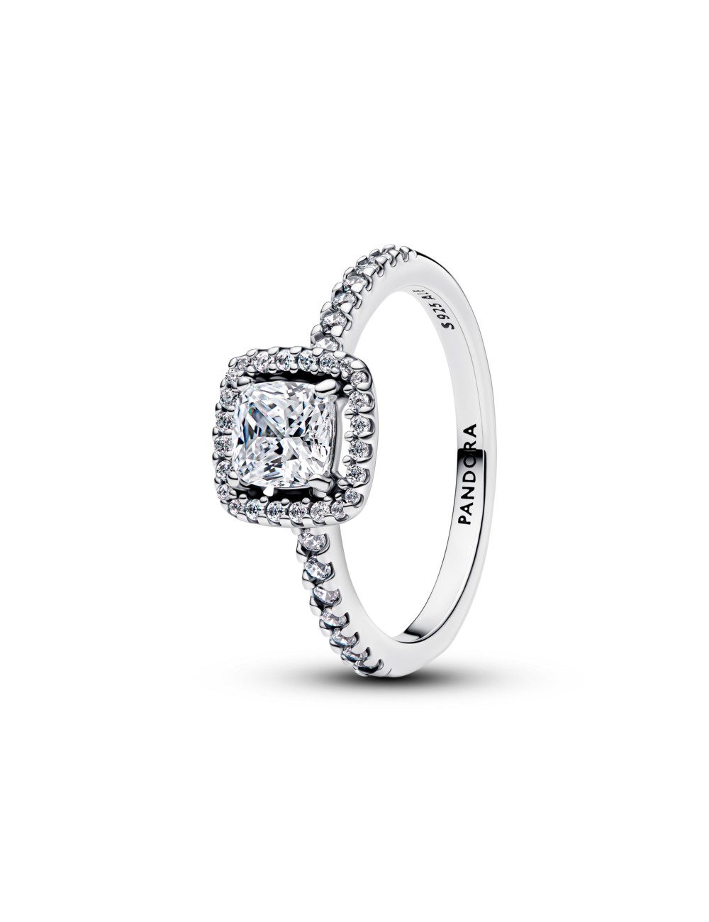 Anillo Halo Cuadrado Brillante