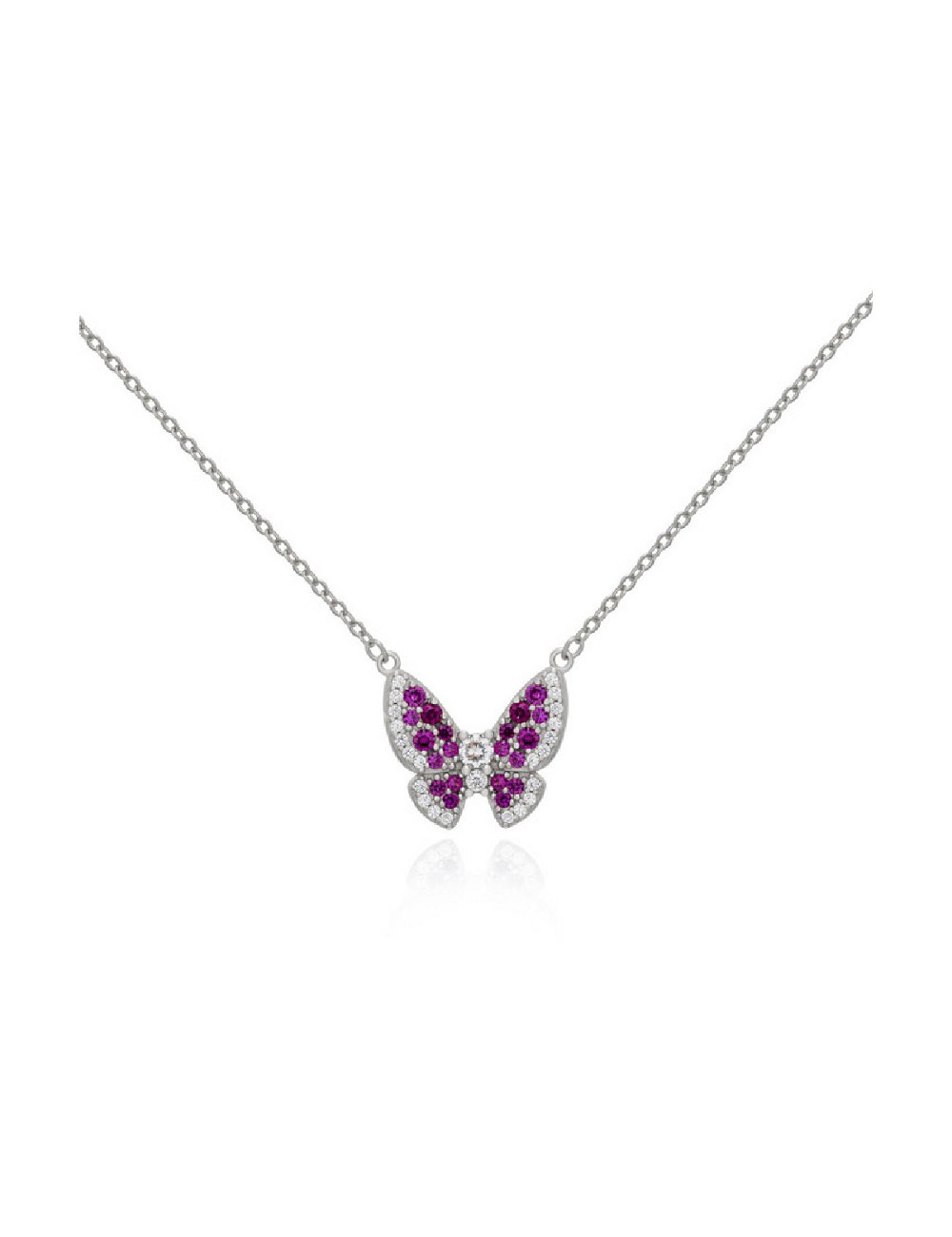 Gargantilla Plata Rodio Circonitas Mariposa