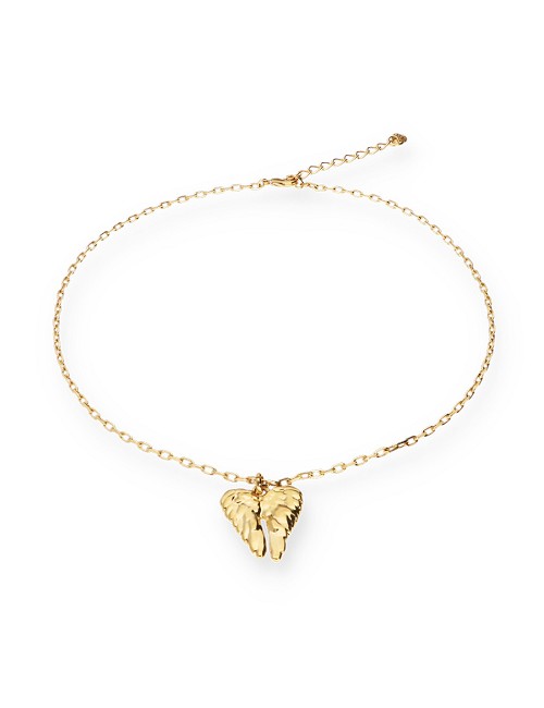 Collar Corto Aleación de Metales Bañado En Oro 18K con Alas